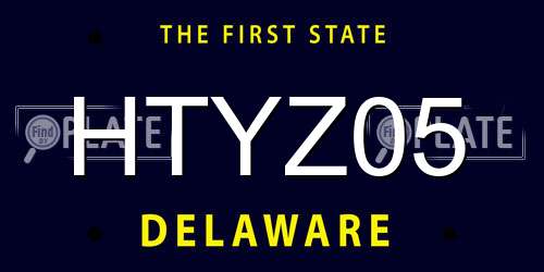 HTYZ05 Delaware License Plate