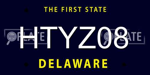 HTYZ08 Delaware License Plate