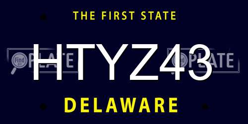 HTYZ43 Delaware License Plate