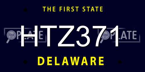HTZ371 Delaware License Plate