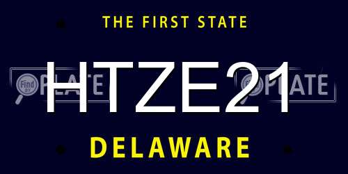 HTZE21 Delaware License Plate