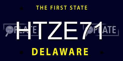 HTZE71 Delaware License Plate