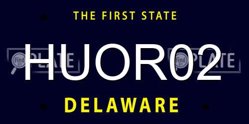 HUOR02 Delaware License Plate