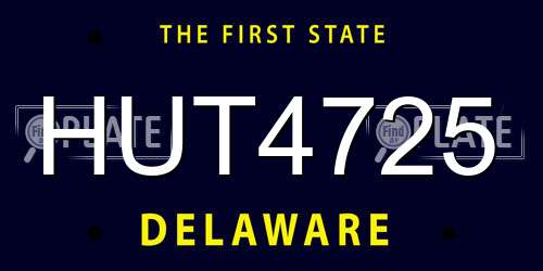 HUT4725 Delaware License Plate