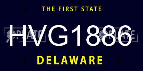 HVG1886 Delaware License Plate