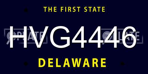 HVG4446 Delaware License Plate