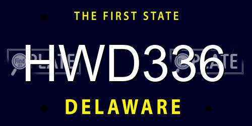 HWD336 Delaware License Plate