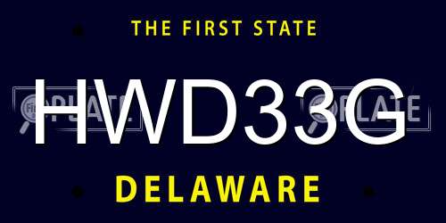 HWD33G Delaware License Plate