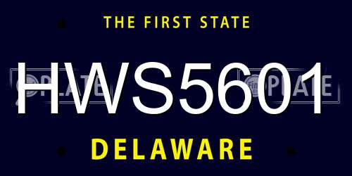 HWS5601 Delaware License Plate