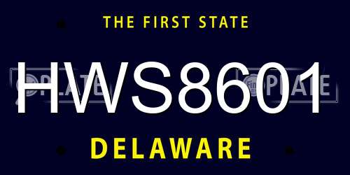 HWS8601 Delaware License Plate