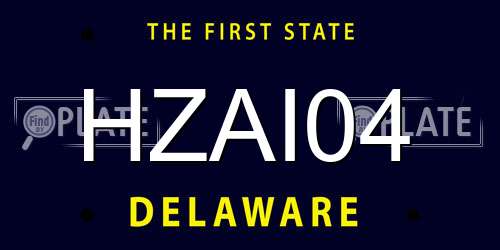 HZAI04 Delaware License Plate