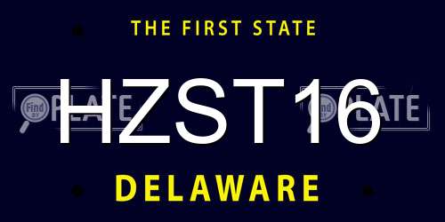 HZST16 Delaware License Plate