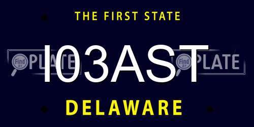 I03AST Delaware License Plate