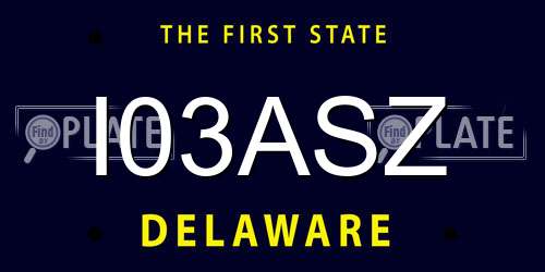 I03ASZ Delaware License Plate
