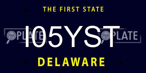 I05YST Delaware License Plate