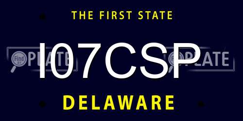 I07CSP Delaware License Plate