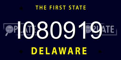 I080919 Delaware License Plate