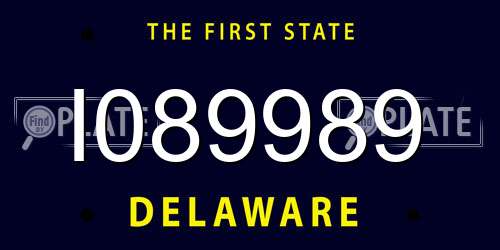 I089989 Delaware License Plate