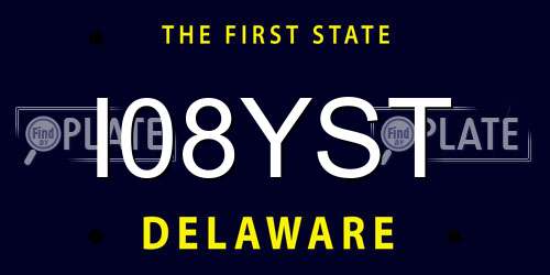 I08YST Delaware License Plate