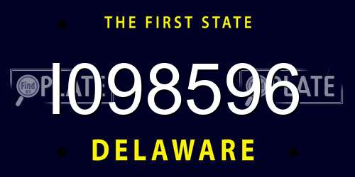 I098596 Delaware License Plate