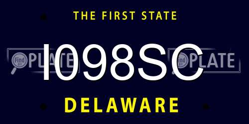 I098SC Delaware License Plate