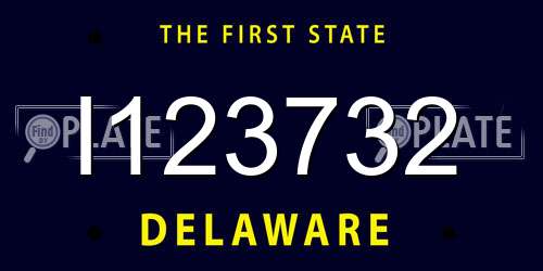 I123732 Delaware License Plate