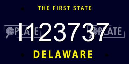 I123737 Delaware License Plate