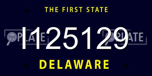 I125129 Delaware License Plate