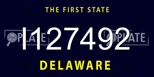 I127492 Delaware License Plate