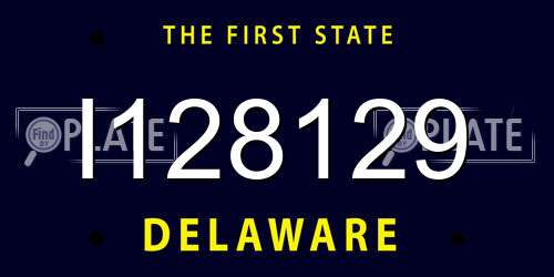 I128129 Delaware License Plate
