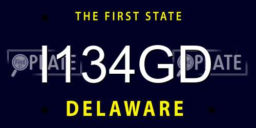 I134GD Delaware License Plate