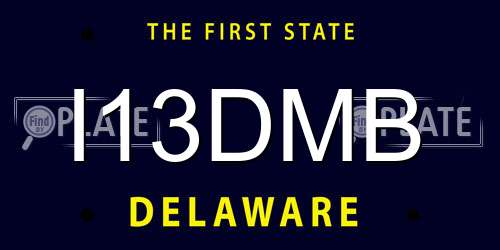 I13DMB Delaware License Plate