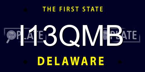 I13QMB Delaware License Plate