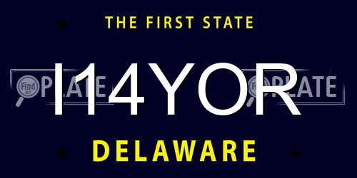 I14YOR Delaware License Plate