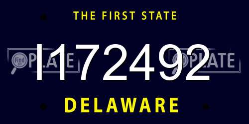 I172492 Delaware License Plate