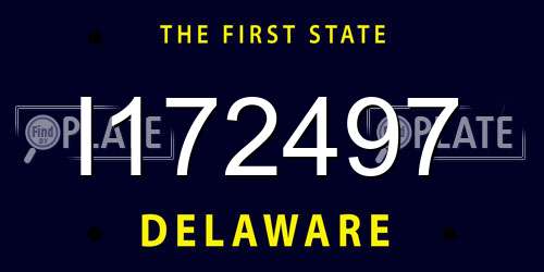 I172497 Delaware License Plate