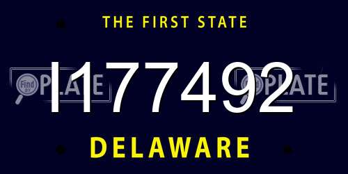 I177492 Delaware License Plate