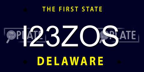 I23ZOS Delaware License Plate
