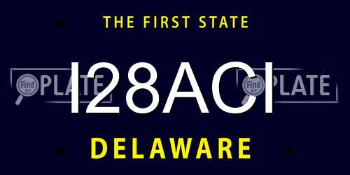 I28ACI Delaware License Plate