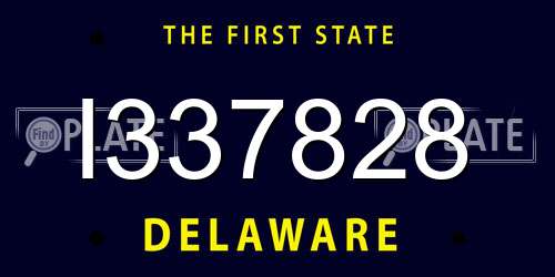 I337828 Delaware License Plate