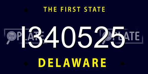 I340525 Delaware License Plate