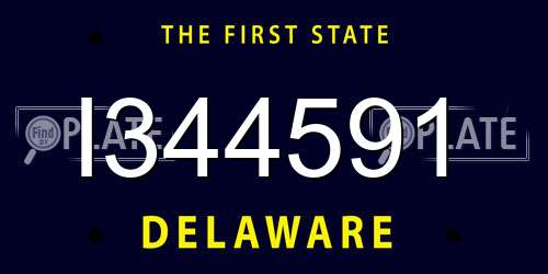 I344591 Delaware License Plate