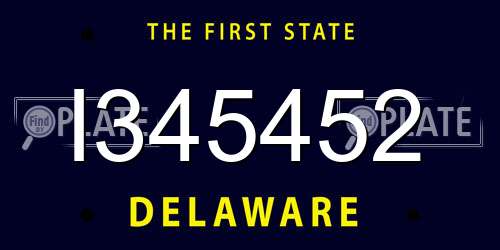 I345452 Delaware License Plate