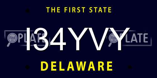 I34YVY Delaware License Plate