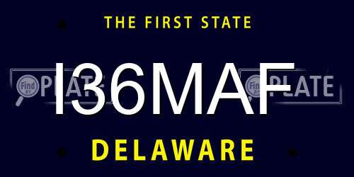 I36MAF Delaware License Plate