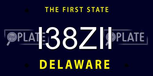 I38ZII Delaware License Plate