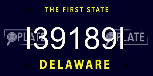 I39189I Delaware License Plate