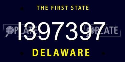 I397397 Delaware License Plate