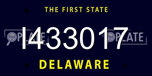 I433017 Delaware License Plate