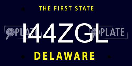 I44ZGL Delaware License Plate